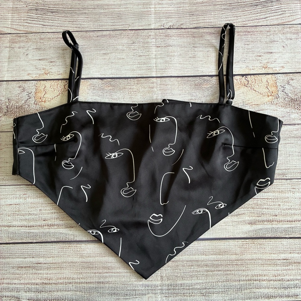 Forever 21 Satin Sling Asymmetric Black Tank Small